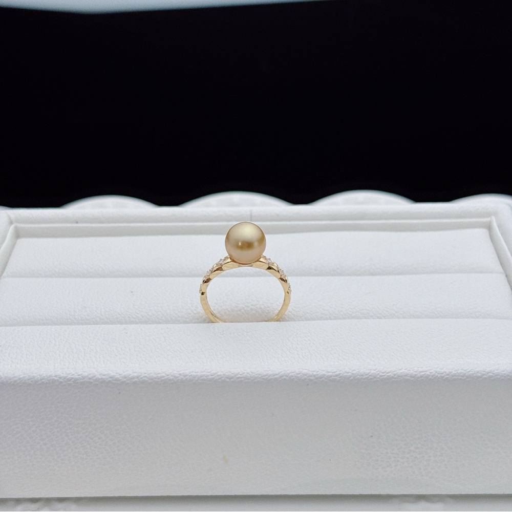 GSR3 S925 Stamped Golden South Sea Pearl Adjustable Ring - Picture 6 of 7
